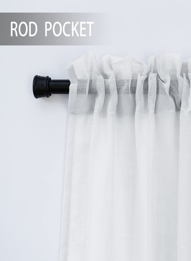 UPOPO White Sheer Tier Curtains - 16 Inch Long Voile Linen Textured Cafe Curtains for Kitchen, Bathroom, Half Window Panels - 2 Pieces Rod Pocket - Image 3